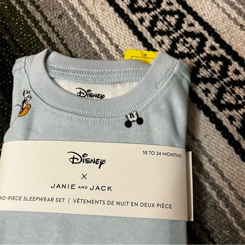 New Janie and Jack Disney Mickey Mouse Blue Cotton Pajama Set 18-24 Months